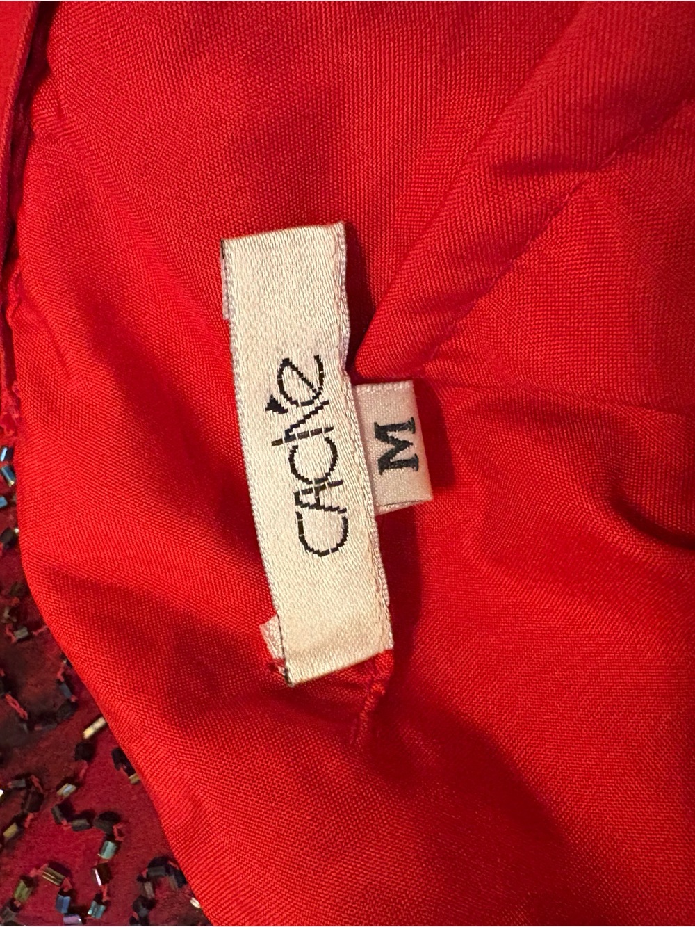 Cache Red Beaded Draped Neckline Evening Top MEDIUM Y2K Grunge Fairy Whimsy Vamp - Picture 14 of 16